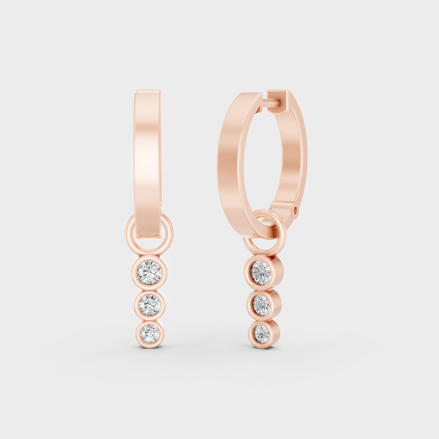 Rose Gold Round Diamond Drop Earrings 0.19 Ct Ethical Sparkle Jewelry